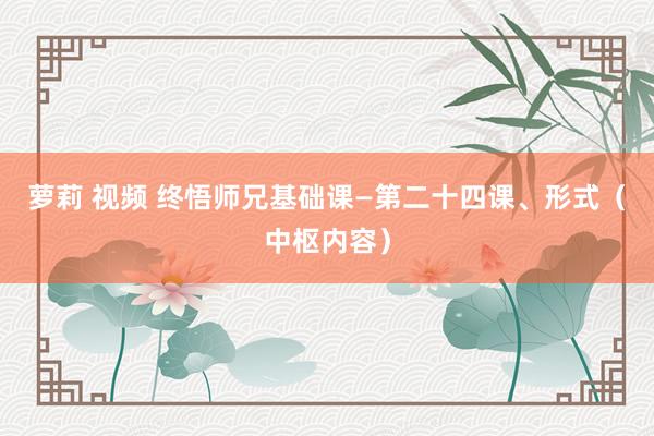 萝莉 视频 终悟师兄基础课—第二十四课、形式（中枢内容）