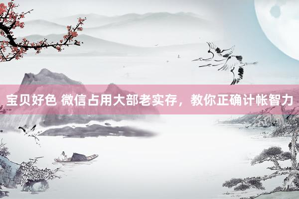 宝贝好色 微信占用大部老实存，教你正确计帐智力