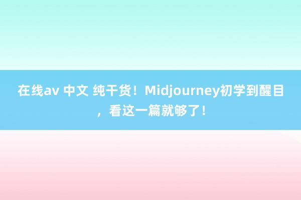 在线av 中文 纯干货！Midjourney初学到醒目，看这一篇就够了！