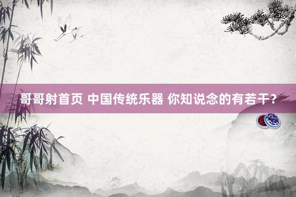 哥哥射首页 中国传统乐器 你知说念的有若干？